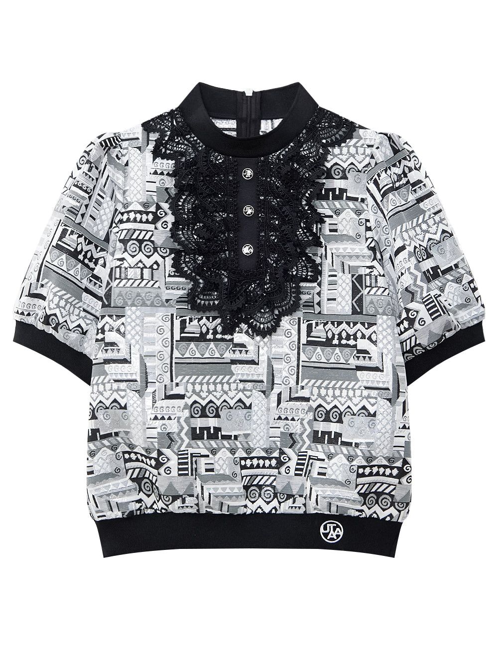 ユタ ブラックフロストスカロップレースタートルネックTee (女性用)