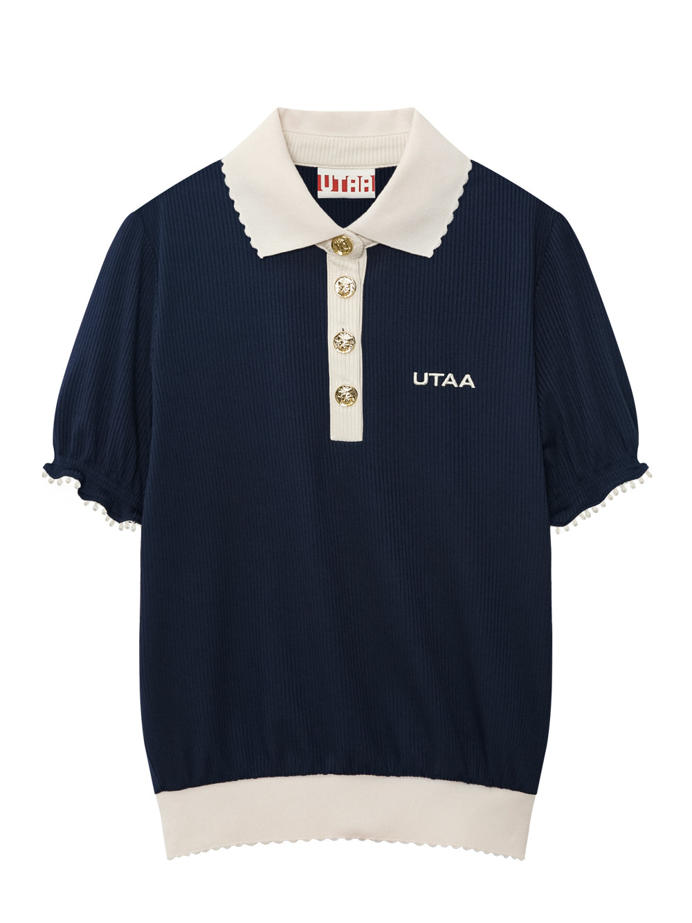 UTAA KashaカラーDropレースPKシャツ ネイビー : Women's