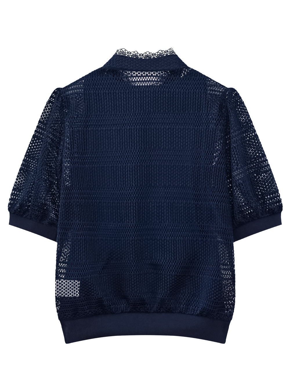 ユタ かぎ針編みパンチングレースジェムストーンシャツ