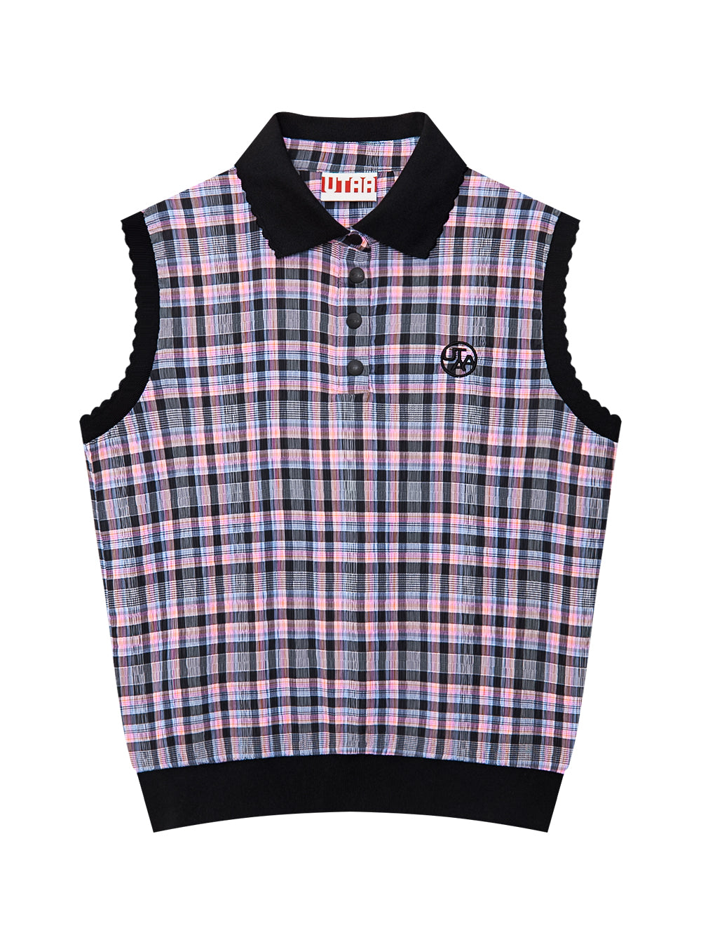 UTAA BlancチェックSheerPKスリーブレス : Women's