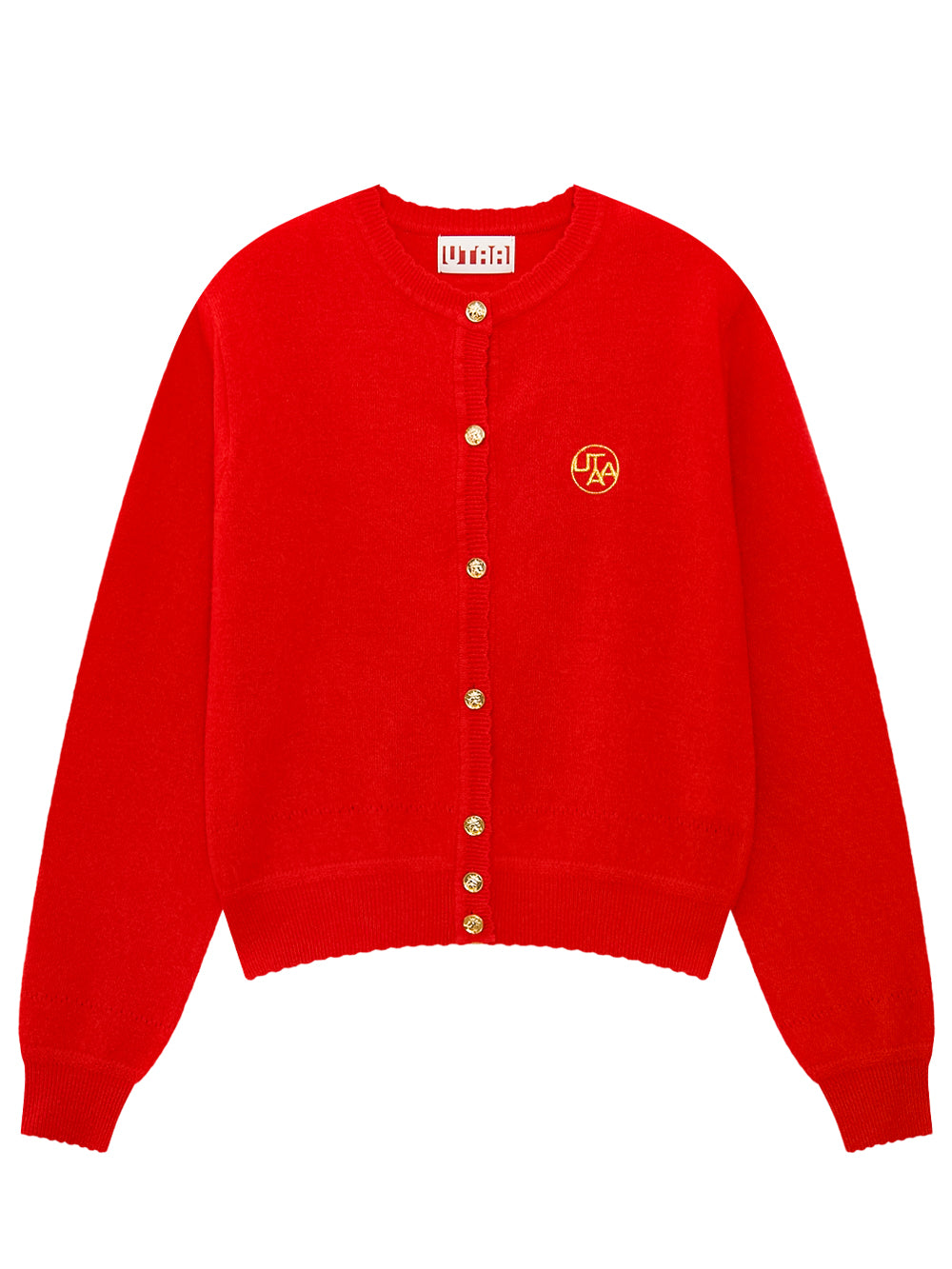 UTAA ドゥカットパンチングウェーブCashmereカーディガン レッド : Women's