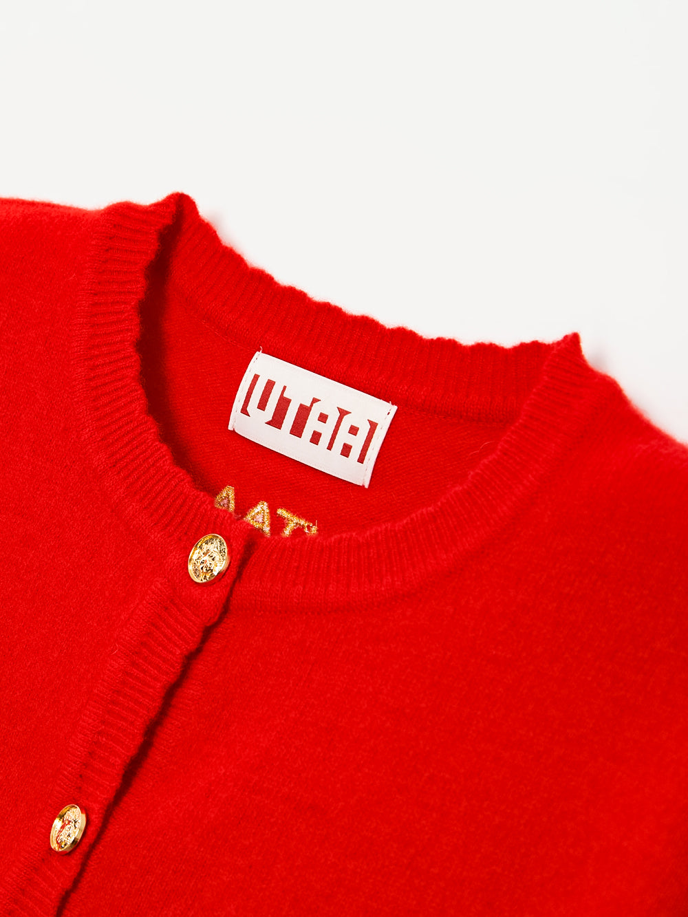 UTAA ドゥカットパンチングウェーブCashmereカーディガン レッド : Women's