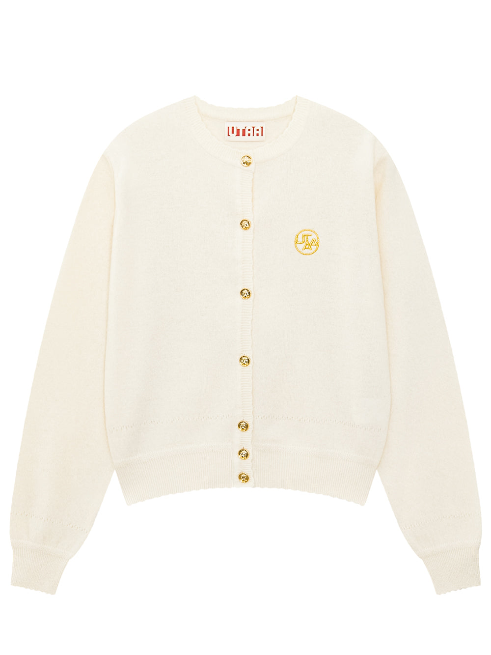 UTAA ドゥカットパンチングウェーブCashmereカーディガン ホワイト : Women's