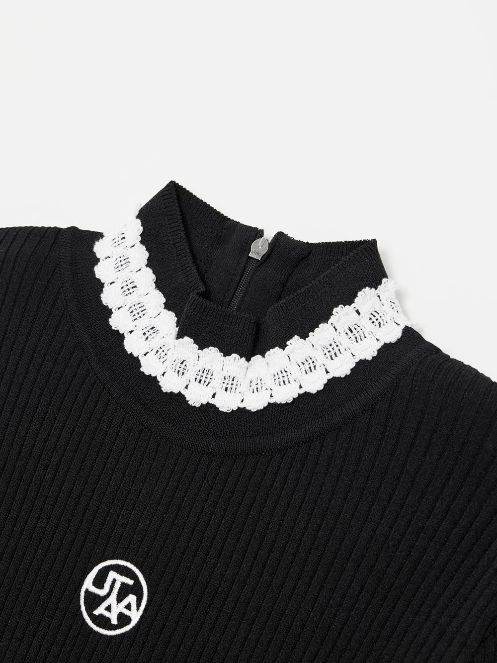UTAA Peonyフローラルレースタートルネックニットスリーブ ブラック : Women's