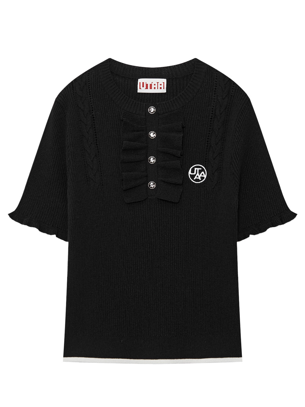 UTAA Ruffleレイヤーパンチングラインニット : Women's