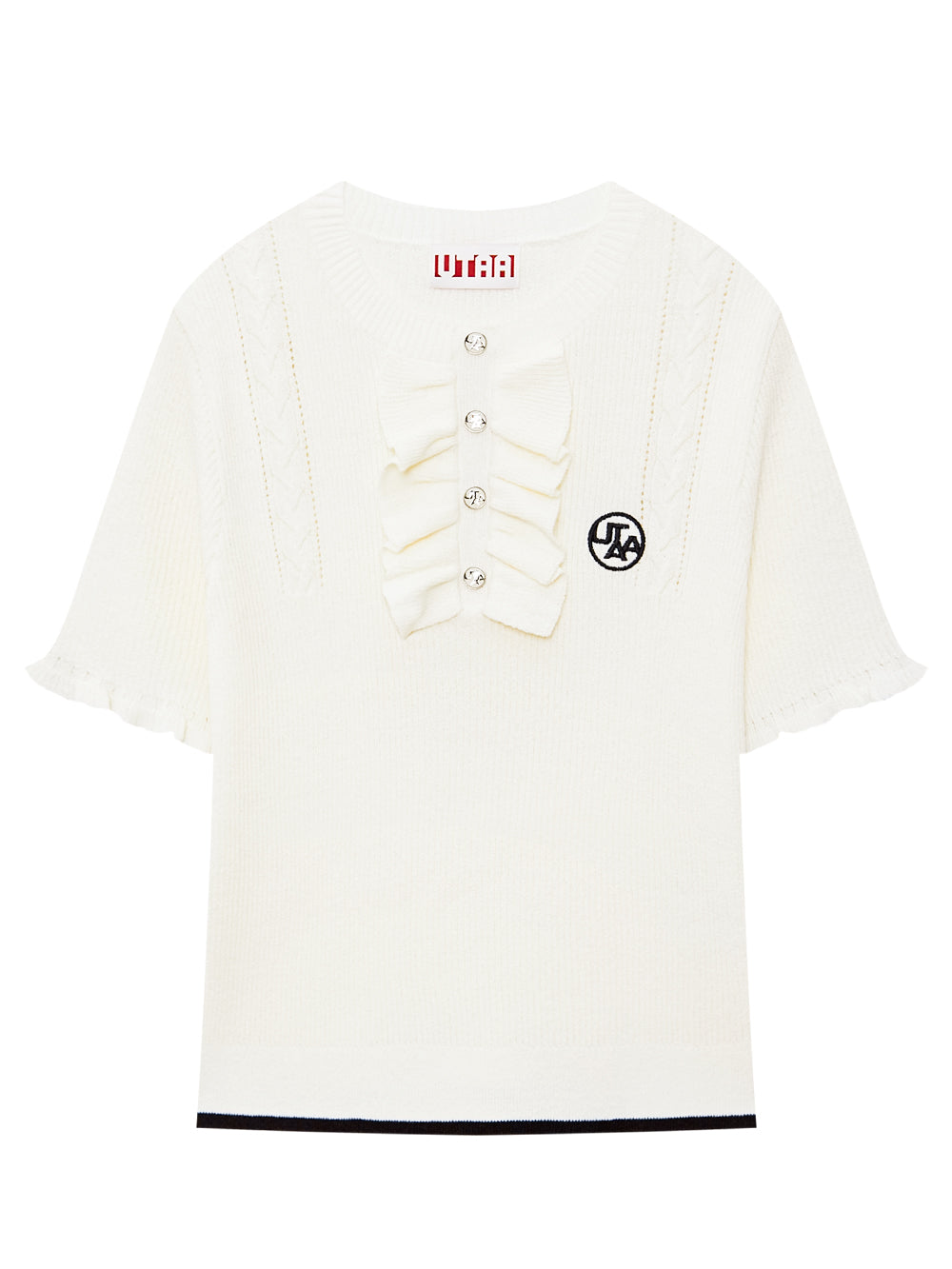 ラッフルレイヤーパンチングラインニット