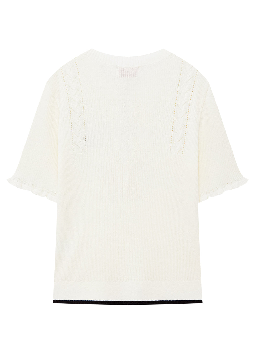 ラッフルレイヤーパンチングラインニット