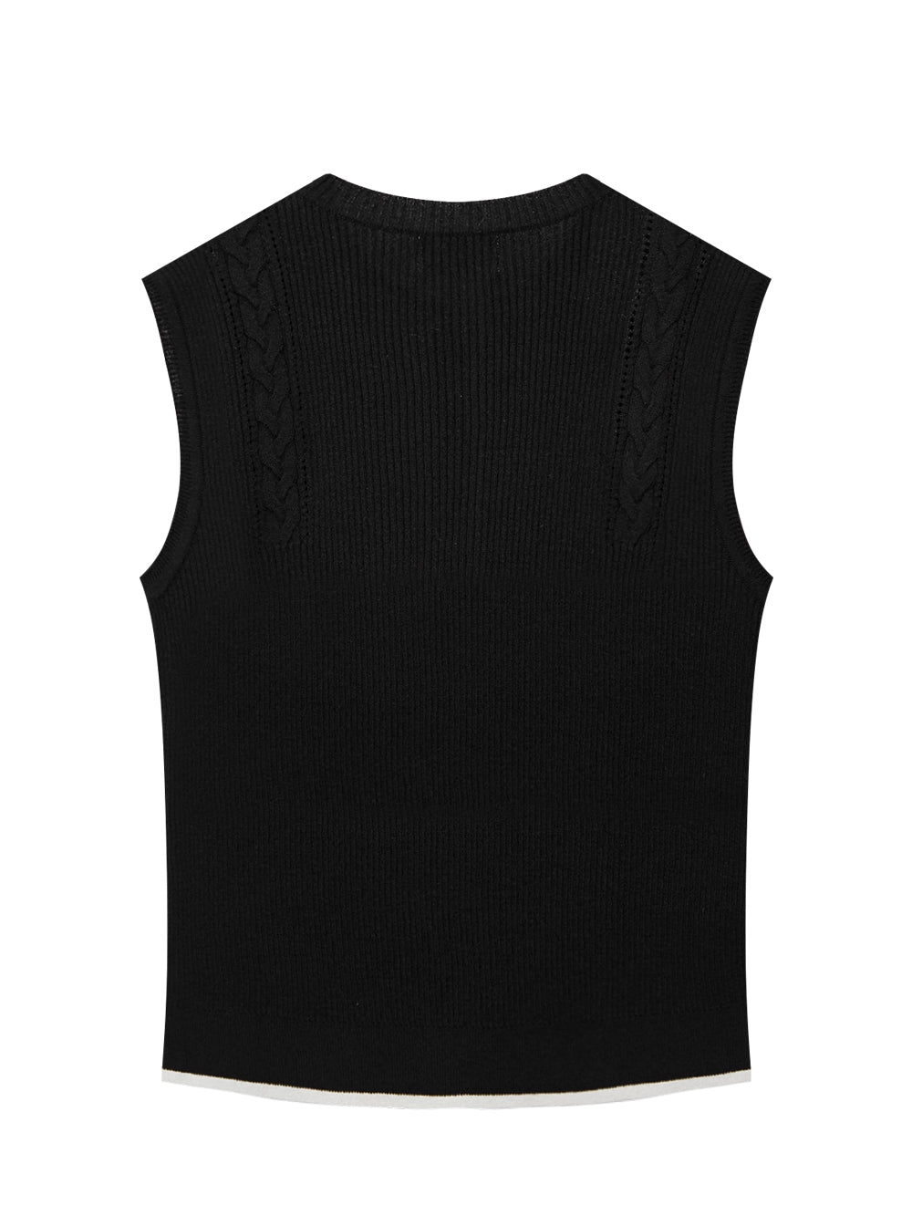 UTAA ラッフルレイヤーパンチングラインスリーブレスニット : Women's BK 10
