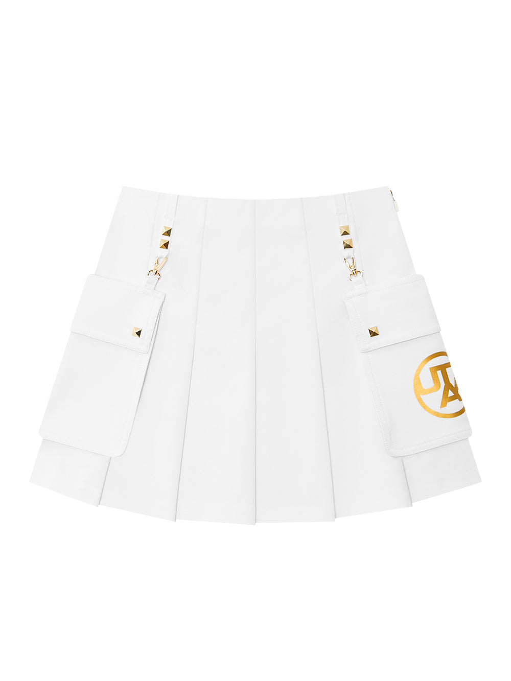 UTAA ゴールデンスタッドOutPocketプリーツスカート ホワイト : Women's