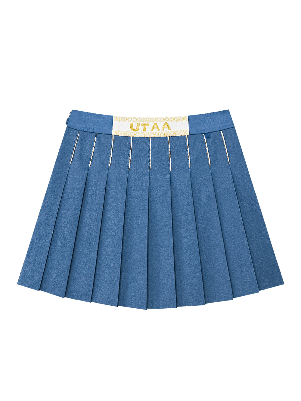 ギルトスローガンウォッシュドデニムプリーツスカート