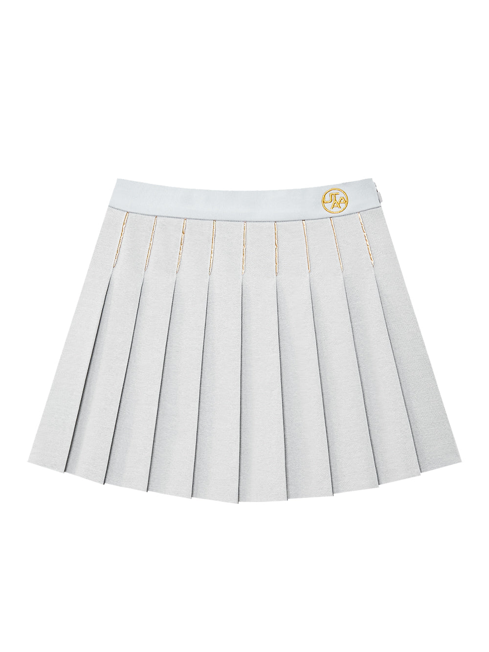 UTAA ギルトスローガンWashedデニムプリーツスカート : Women's