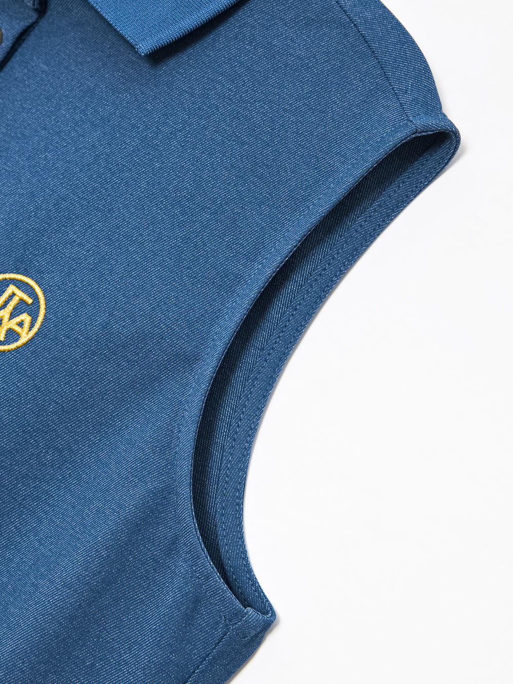 ギルトスローガンウォッシュドデニムPKスリーブレス