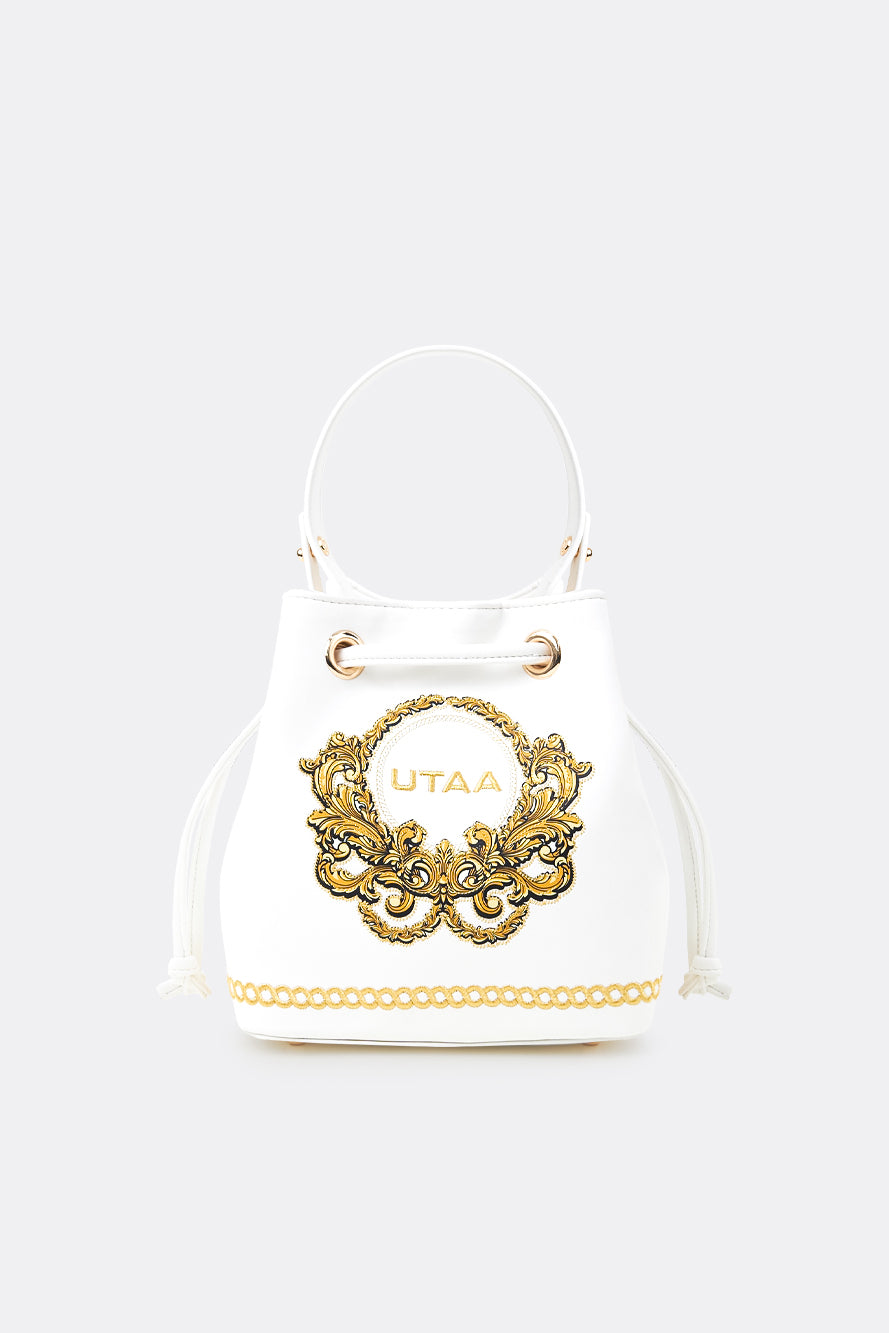 UTAA クレストゴールデンエンブレムバケットバッグ ホワイト : Women's