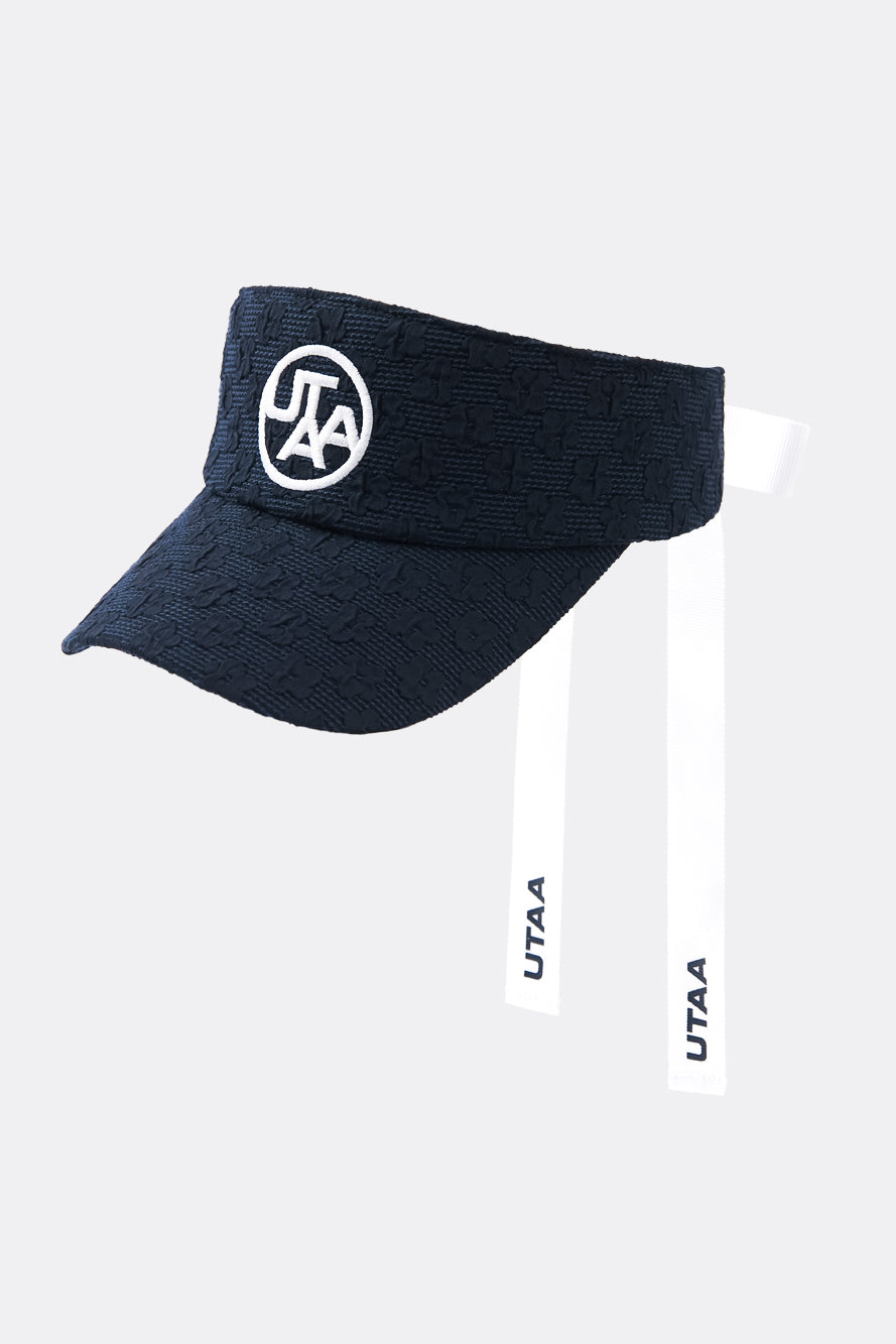 UTAA ブルームフローラルレースリボンサンバイザー ネイビー:レディース
