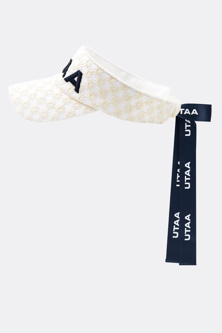 UTAA ベリスフローラルレースリボンサンバイザー ホワイト : Women's