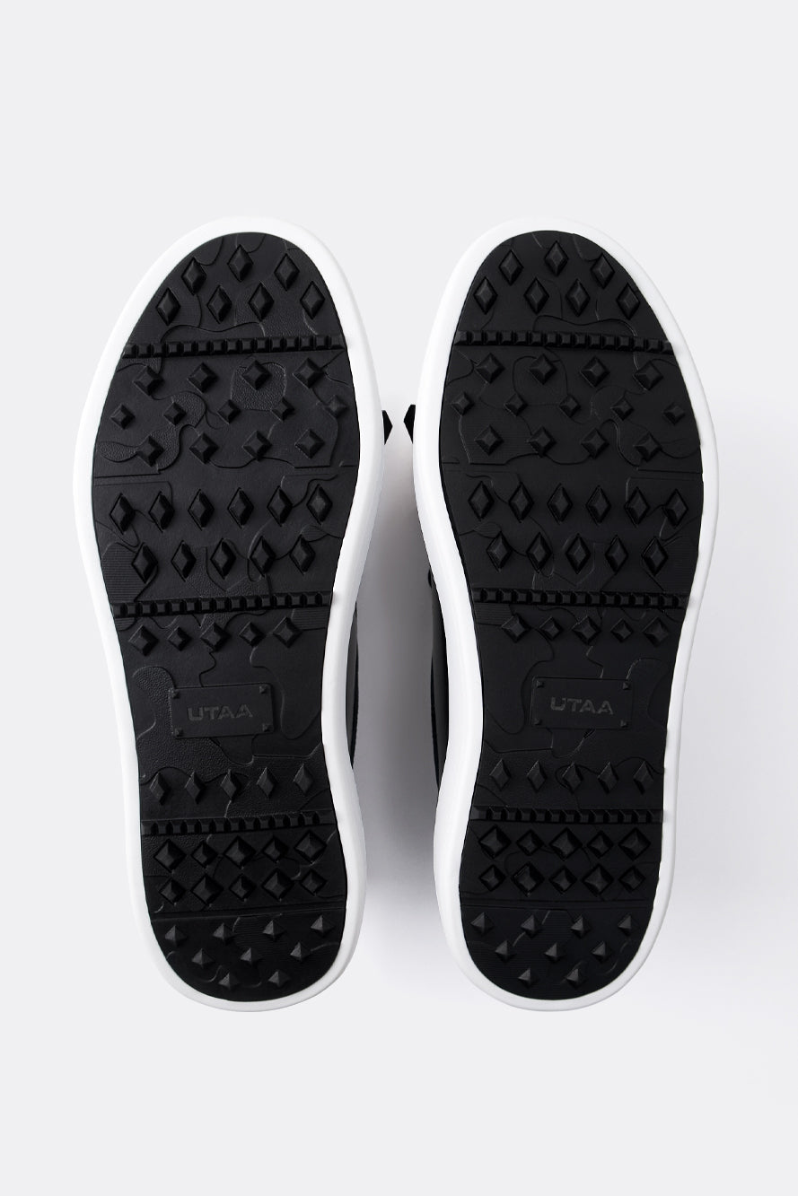 エナメルパンチングパンサーダービーキルティスニーカー:レディース