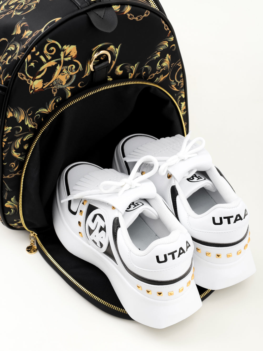 UTAA パンサーチェーンゴールデンバロックボストンバッグ : Women's