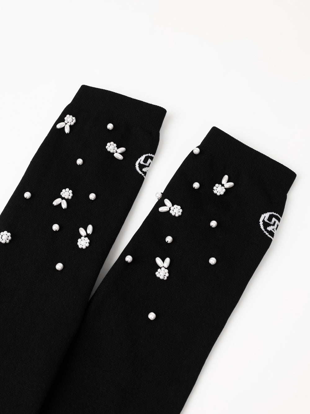 UTAA RabbitパールGlintKneeソックス ブラック : Women's