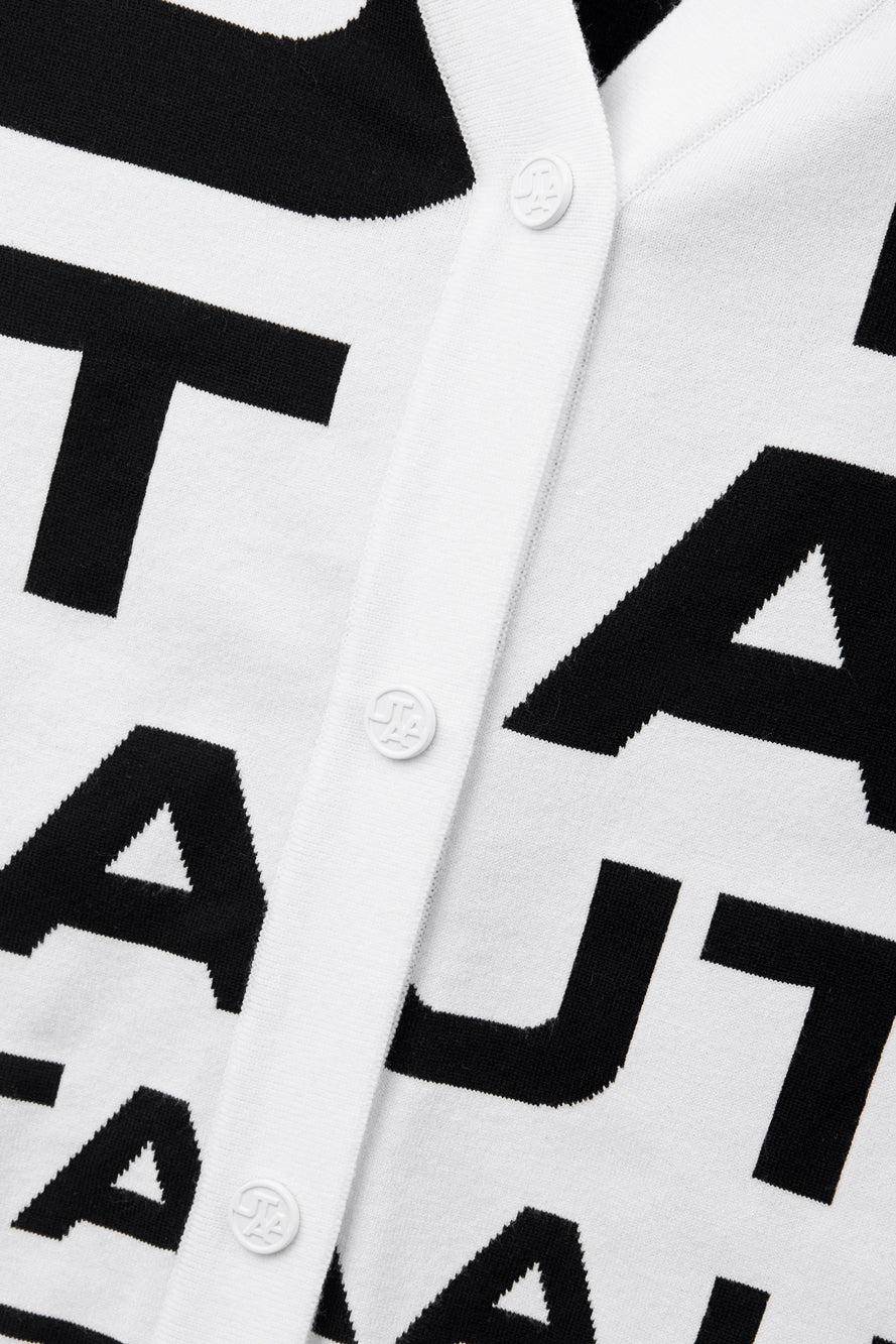 UTAA スローガンロゴウェーブニットカーディガン ホワイト : Women's