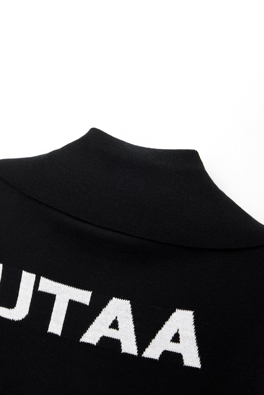 UTAA セーラーCollarWoolニットZip-upジャンパー ブラック : Women's