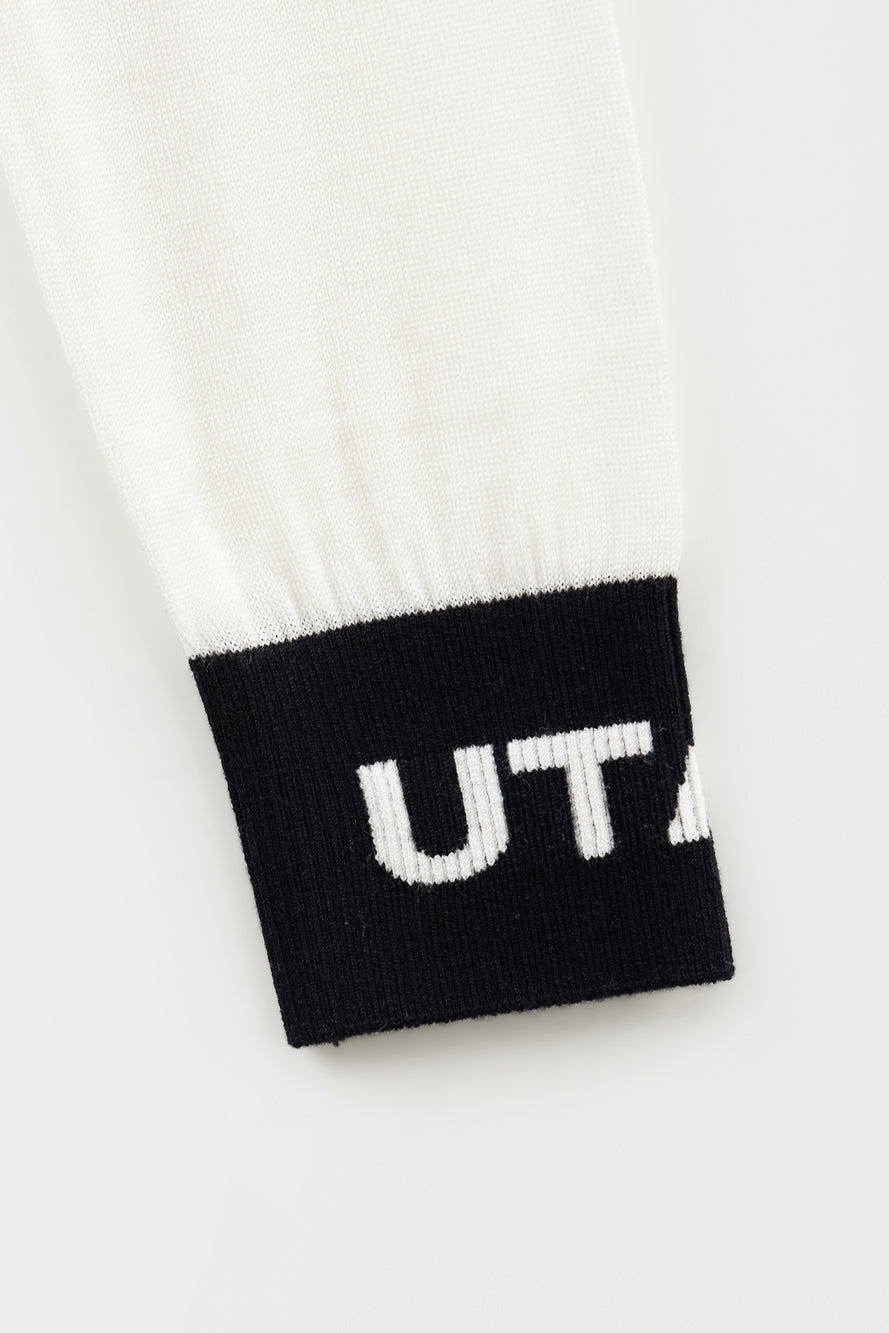 UTAA セーラーCollarWoolニットZip-upジャンパー ホワイト : Women's