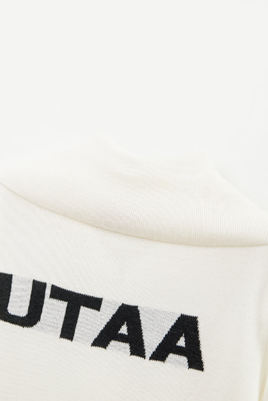 UTAA セーラーCollarWoolニットZip-upジャンパー ホワイト : Women's