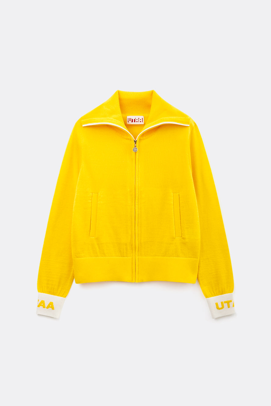 UTAA セーラーCollarWoolニットZip-upジャンパー イエロー : Women's