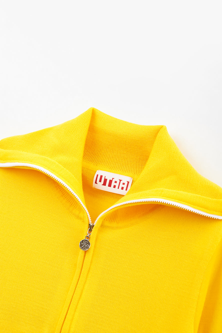 UTAA セーラーCollarWoolニットZip-upジャンパー イエロー : Women's