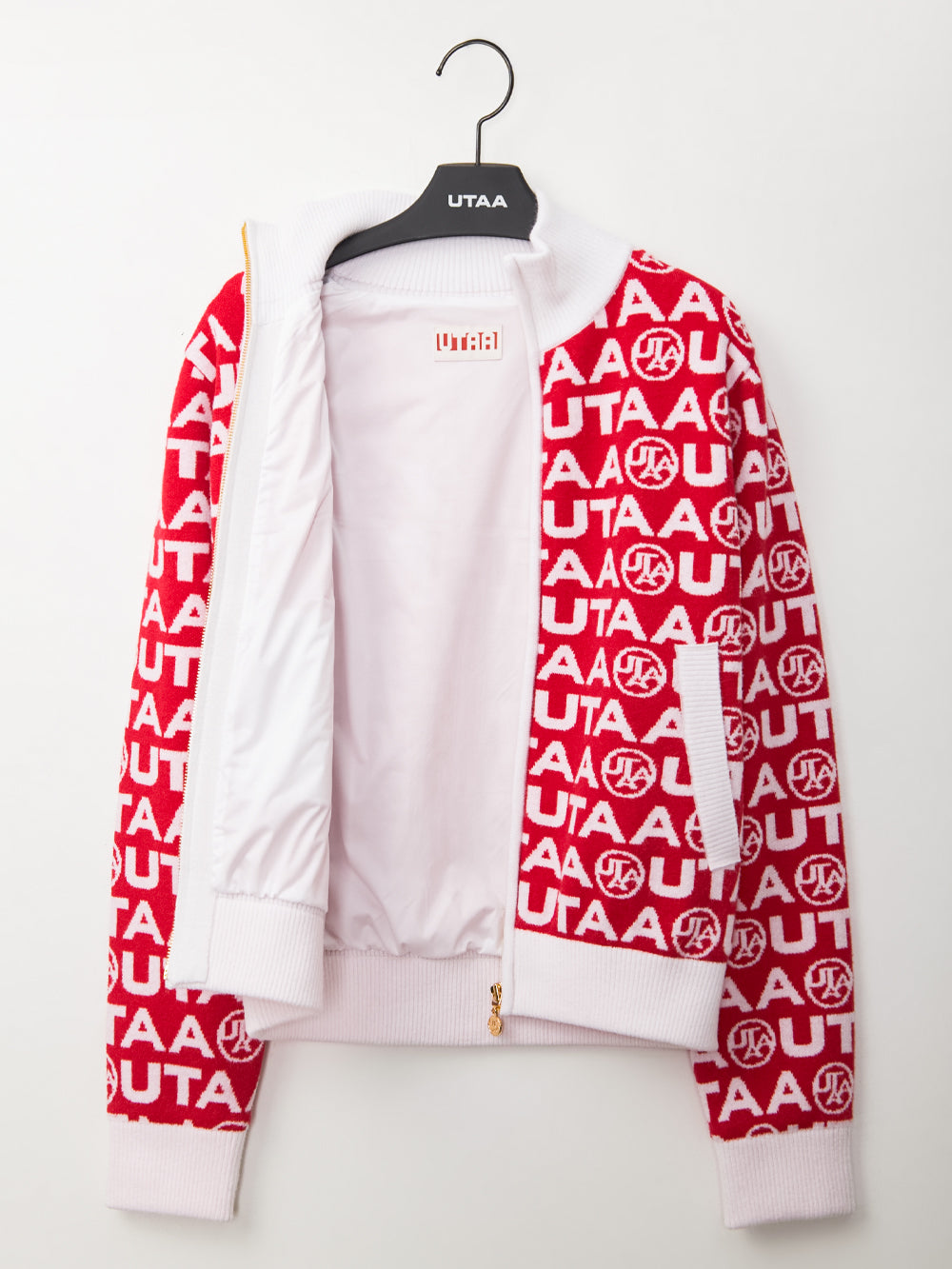 UTAA TypoブロックニットZip-upジャンパー レッド : Women's