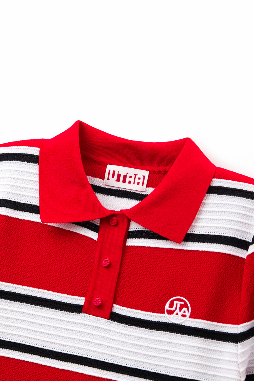 UTAA Candy-coloredストライプPKニット レッド : Women's