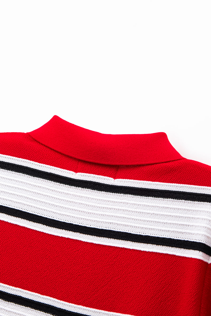 UTAA Candy-coloredストライプPKニット レッド : Women's