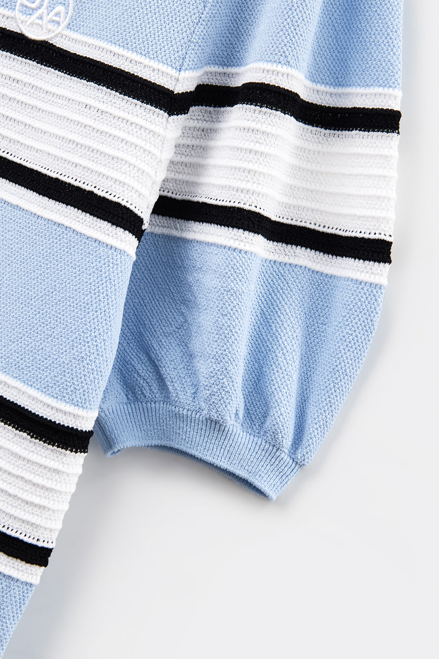 UTAA Candy-coloredストライプPKニット スカイブルー : Women's