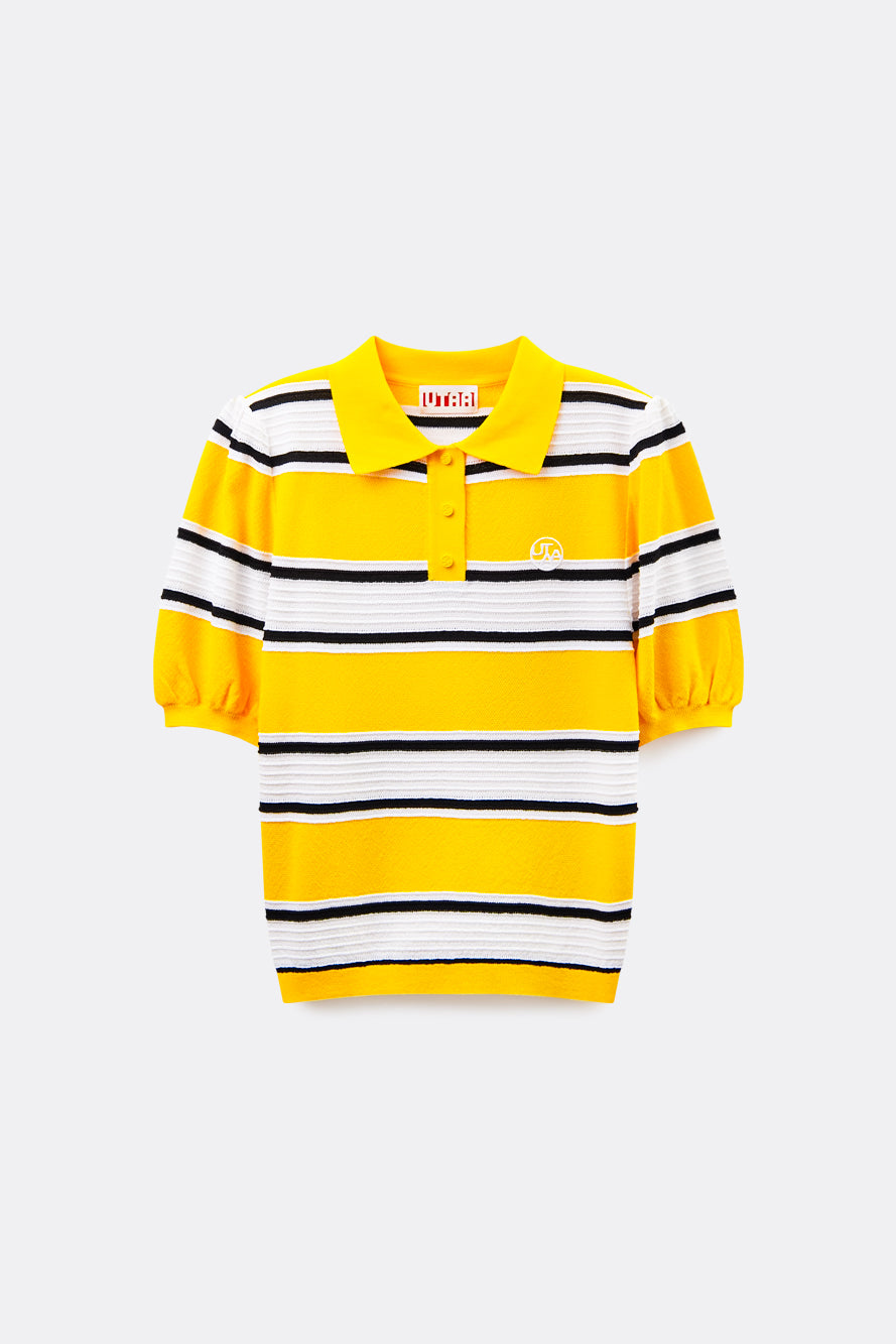 UTAA Candy-coloredストライプPKニット イエロー : Women's