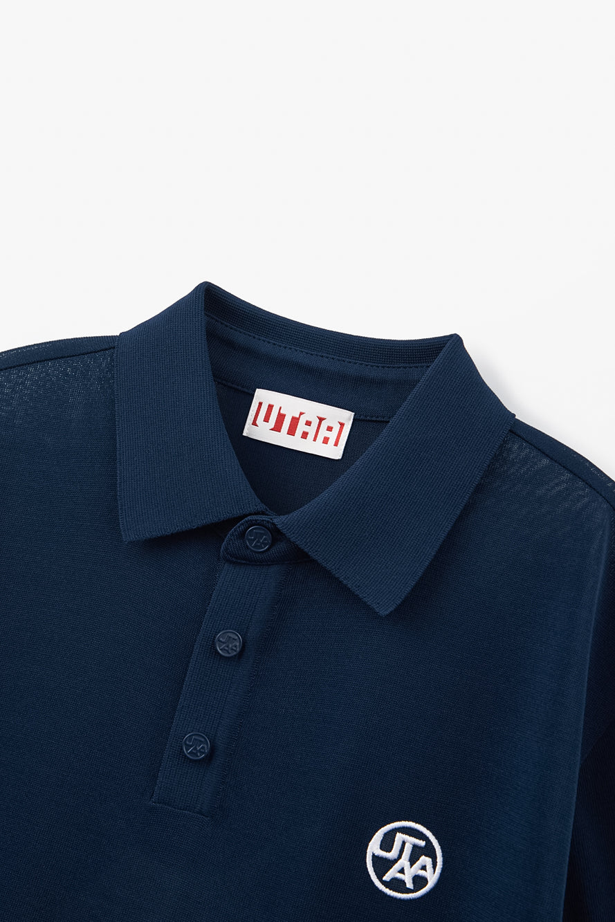 UTAA エンブレムバックオープンワークPKニット ネイビー : Men's