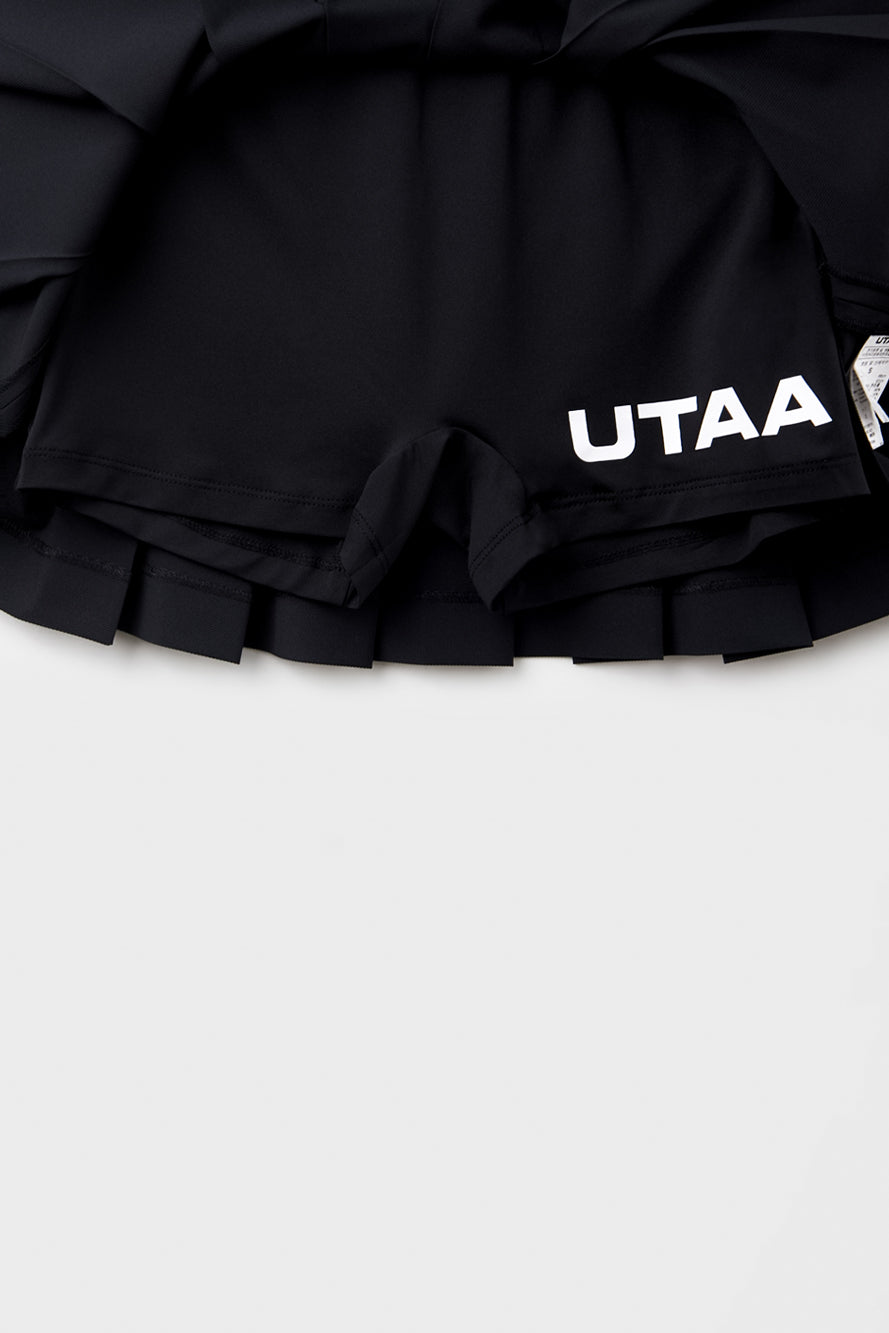 UTAA コンターラインバンディングプリーツスカート ブラック : Women's