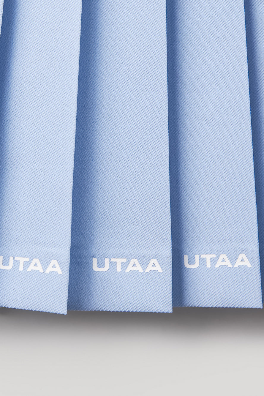 UTAA シリアルロゴショートプリーツスカート スカイブルー : Women's