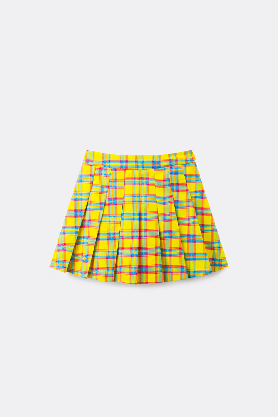 UTAA ポップカラータータンチェックプリーツスカート イエロー : Women's