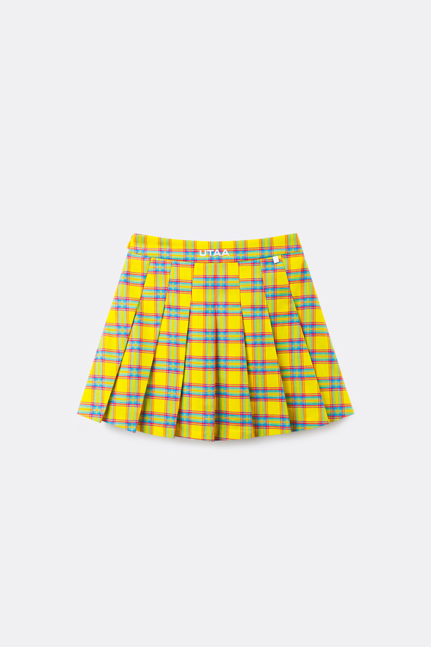 UTAA ポップカラータータンチェックプリーツスカート イエロー : Women's