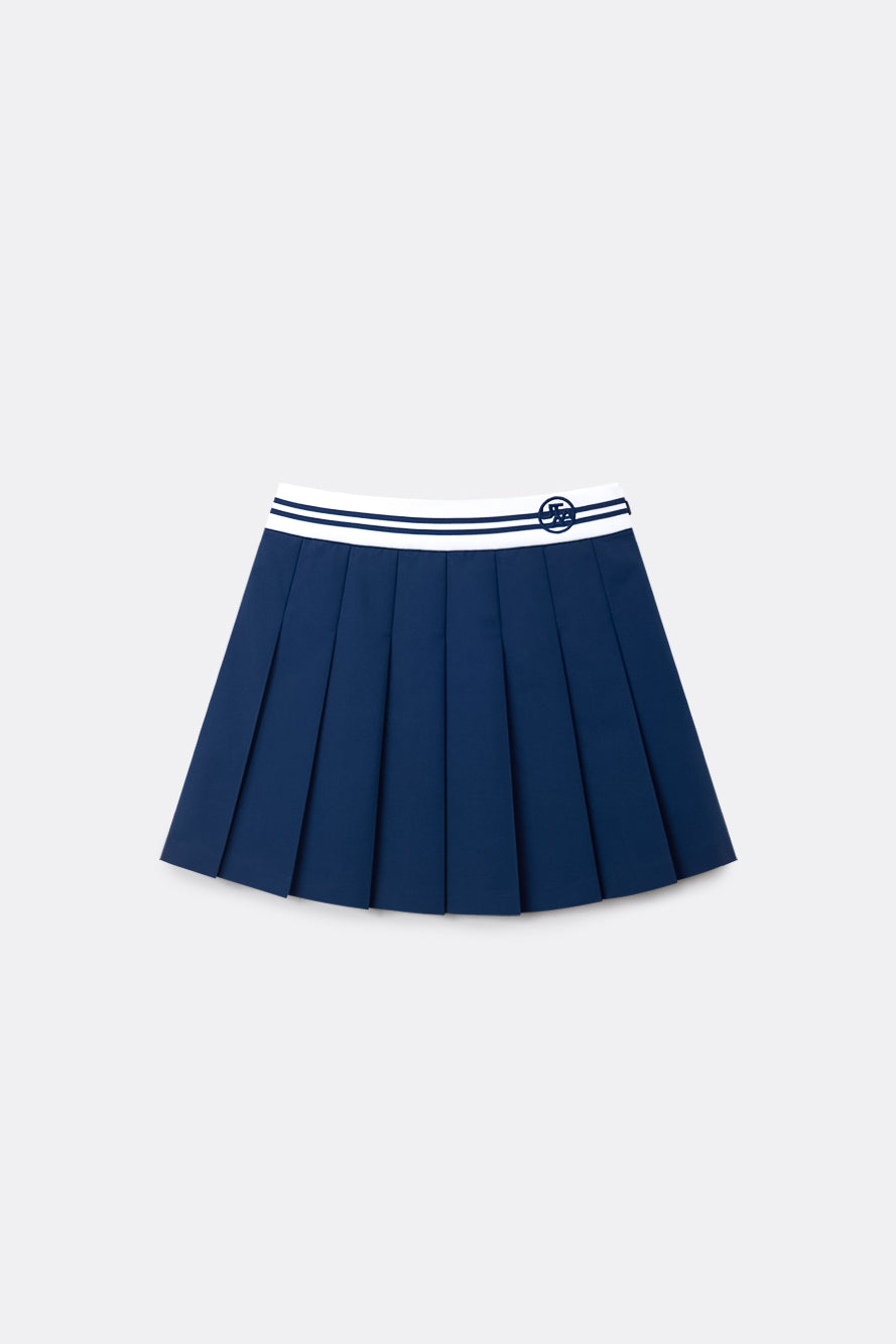 UTAA オーシャニックデュアルラインバンディングプリーツスカート ネイビー:レディース