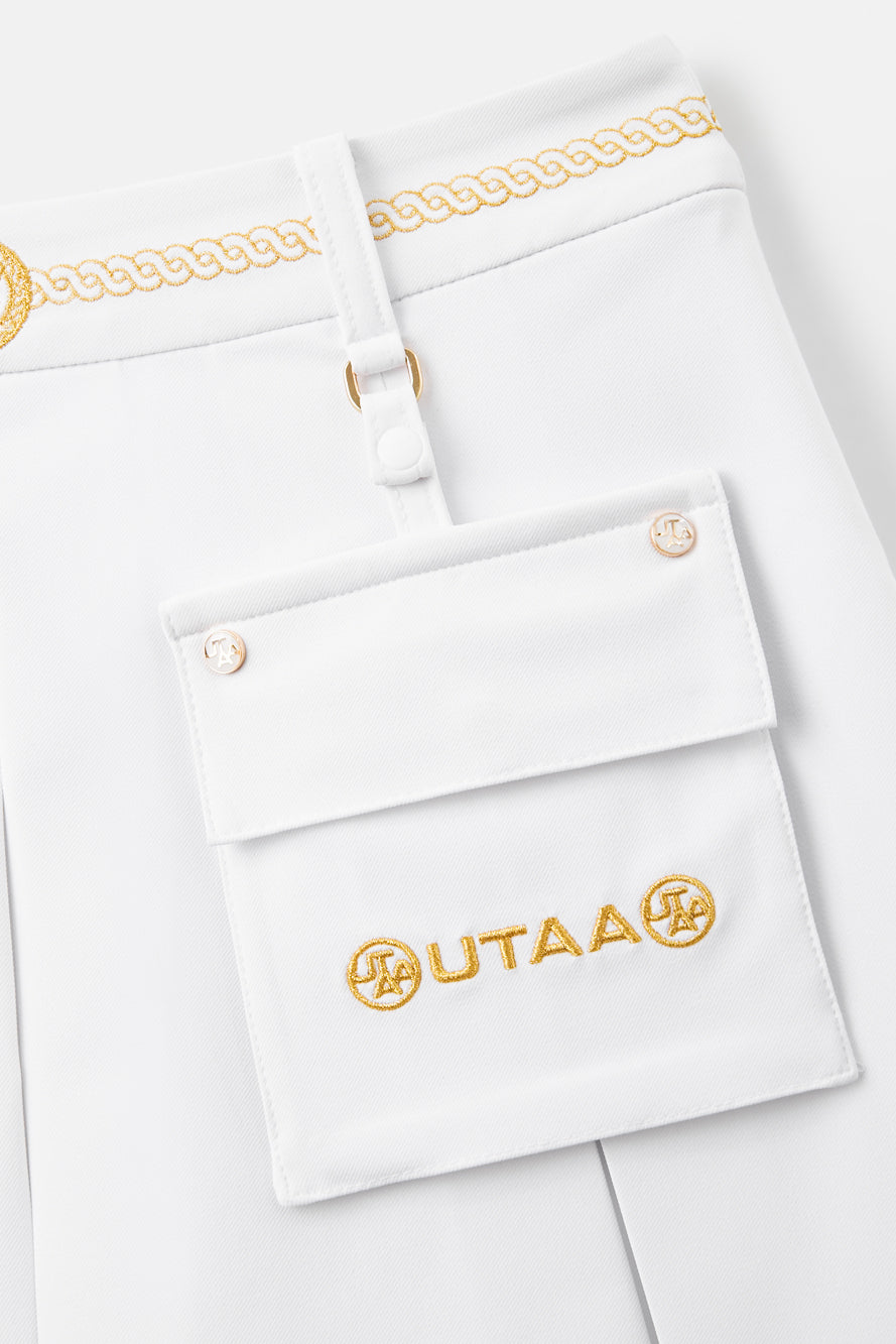 UTAA クレストゴールデンシンボルポケットプリーツスカート ホワイト : Women's