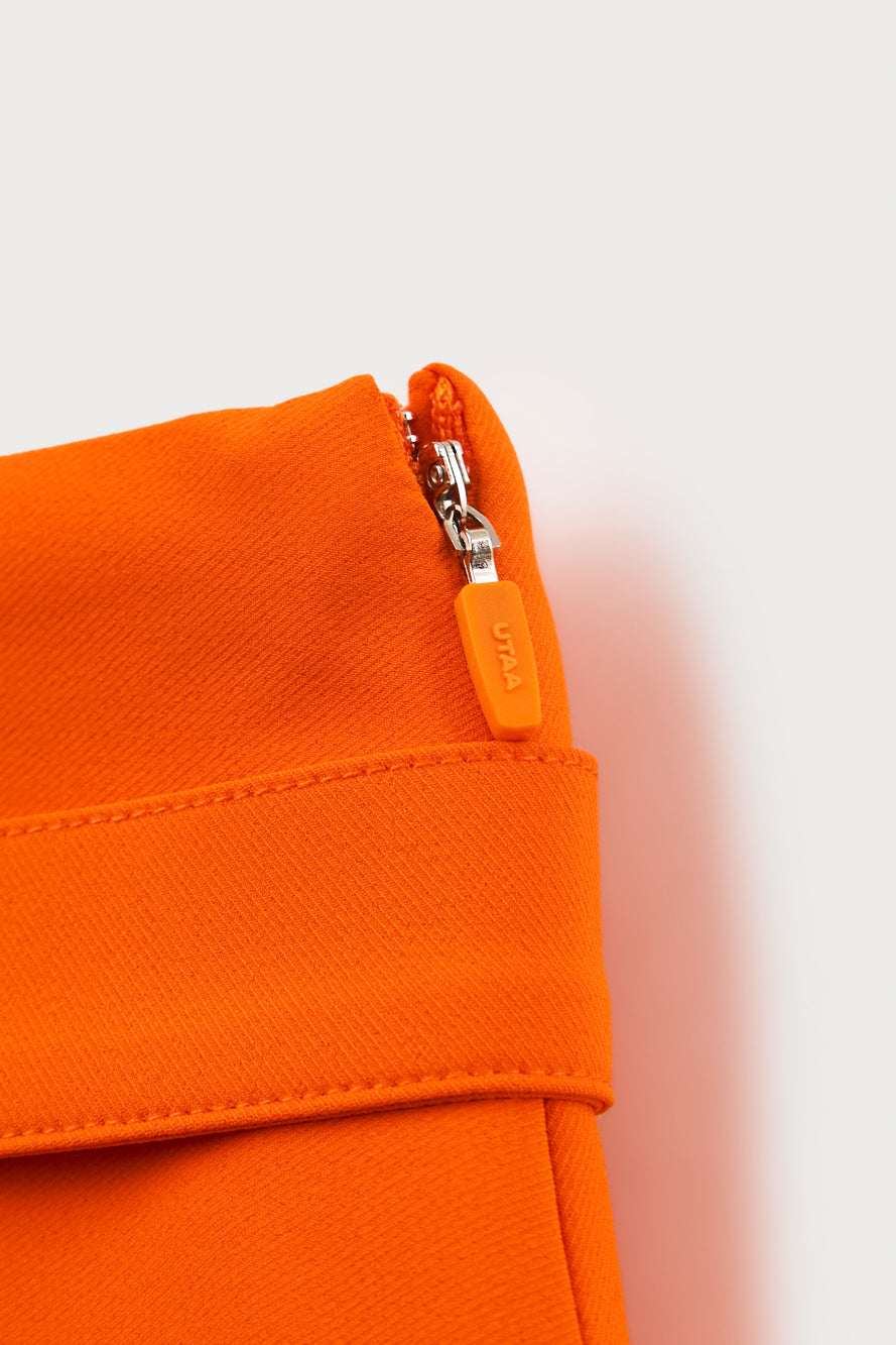 UTAA ドゥカットギルトロゴベルトプリーツスカート オレンジ : Women's