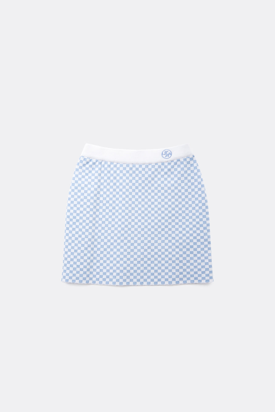 UTAA シンボルCheckeredカラーニットH-Lineスカート : Women's