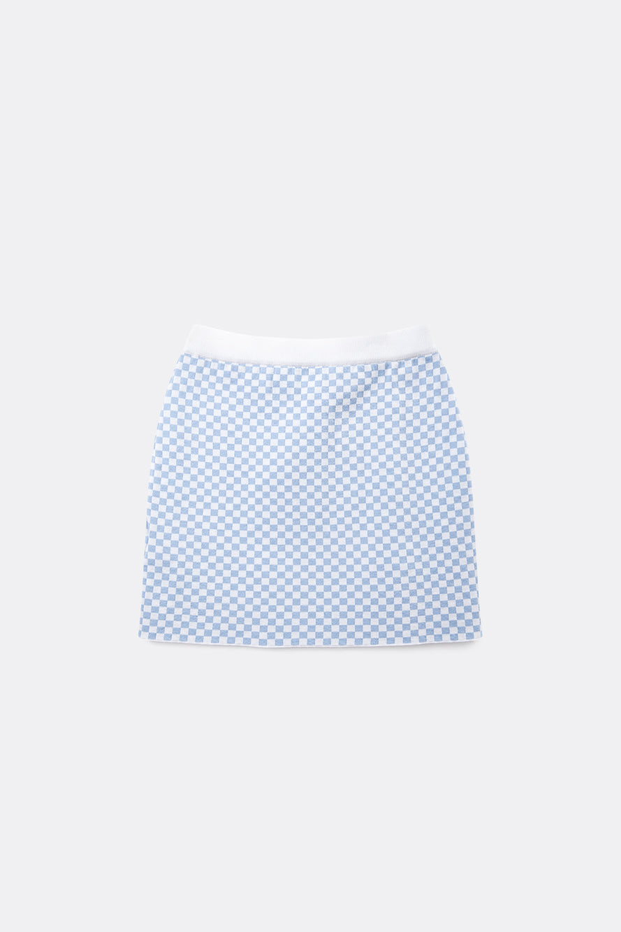 UTAA シンボルCheckeredカラーニットH-Lineスカート : Women's