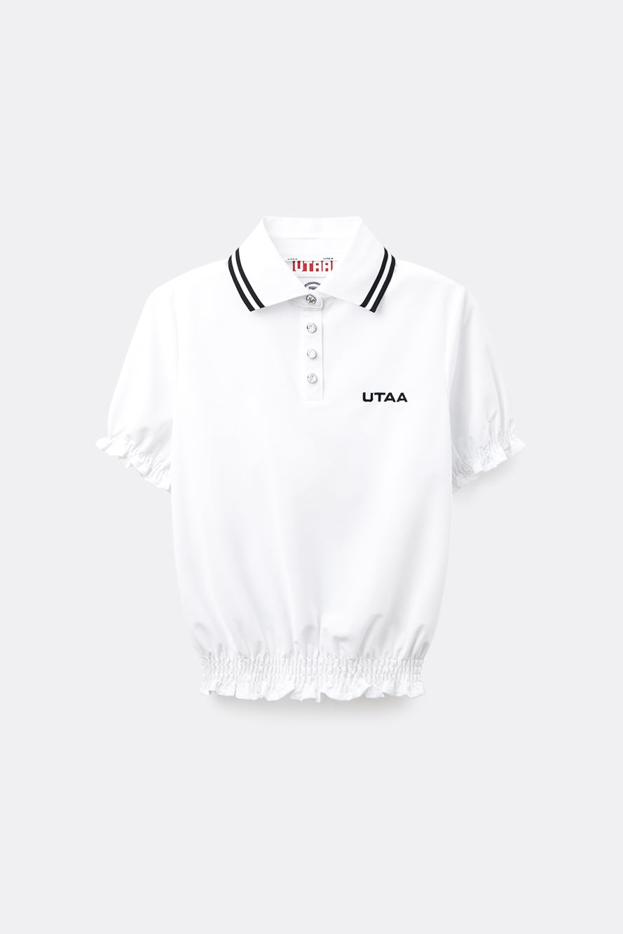 UTAA RuffleコンターラインPKシャツ ホワイト : Women's
