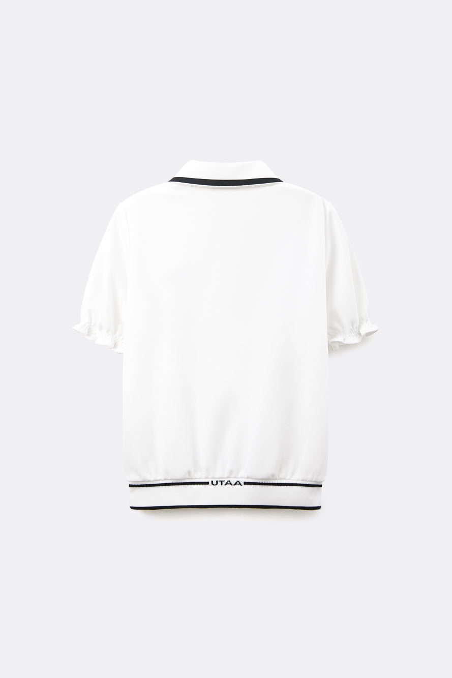UTAA ペタラインワイドCollarPKTシャツ ホワイト : Women's