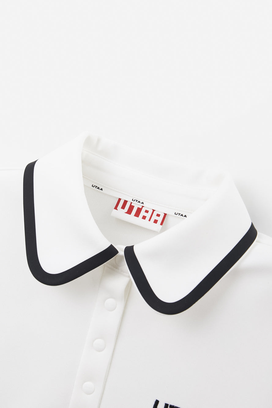 UTAA ペタラインワイドCollarPKTシャツ ホワイト : Women's