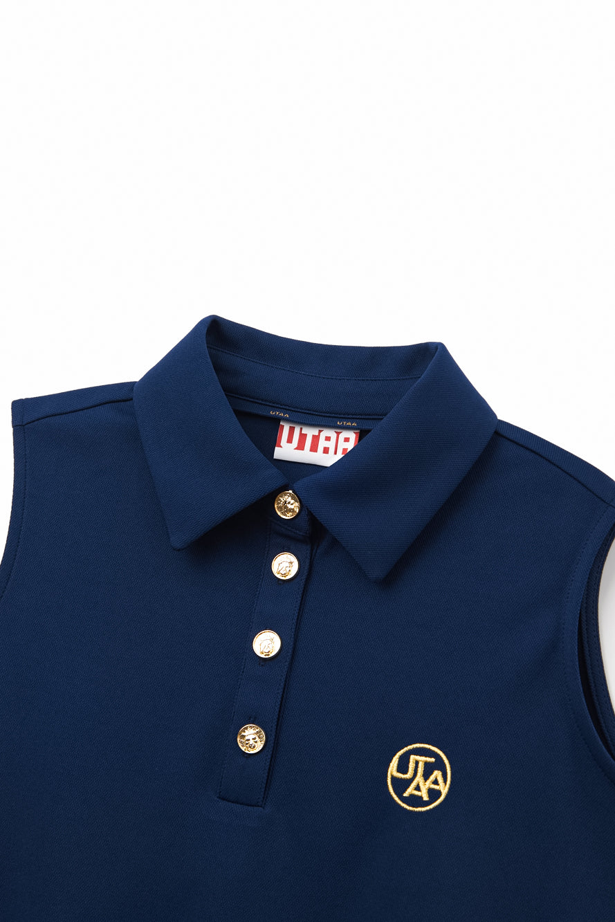 UTAA ドゥカットギルトロゴPKスリーブレス ネイビー : Women's