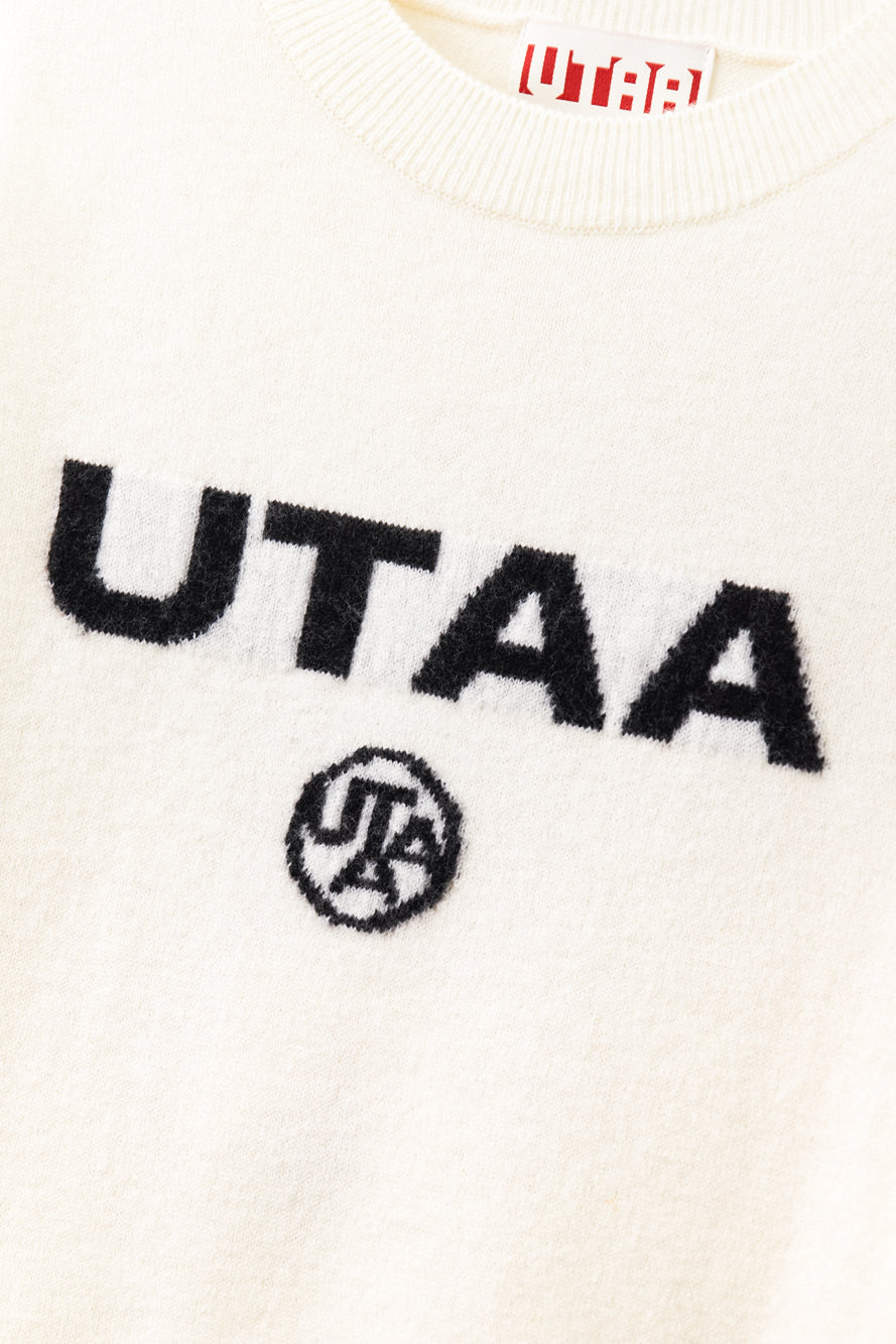 UTAA ネオンロゴブロックウールクルーネックニット アイボリー