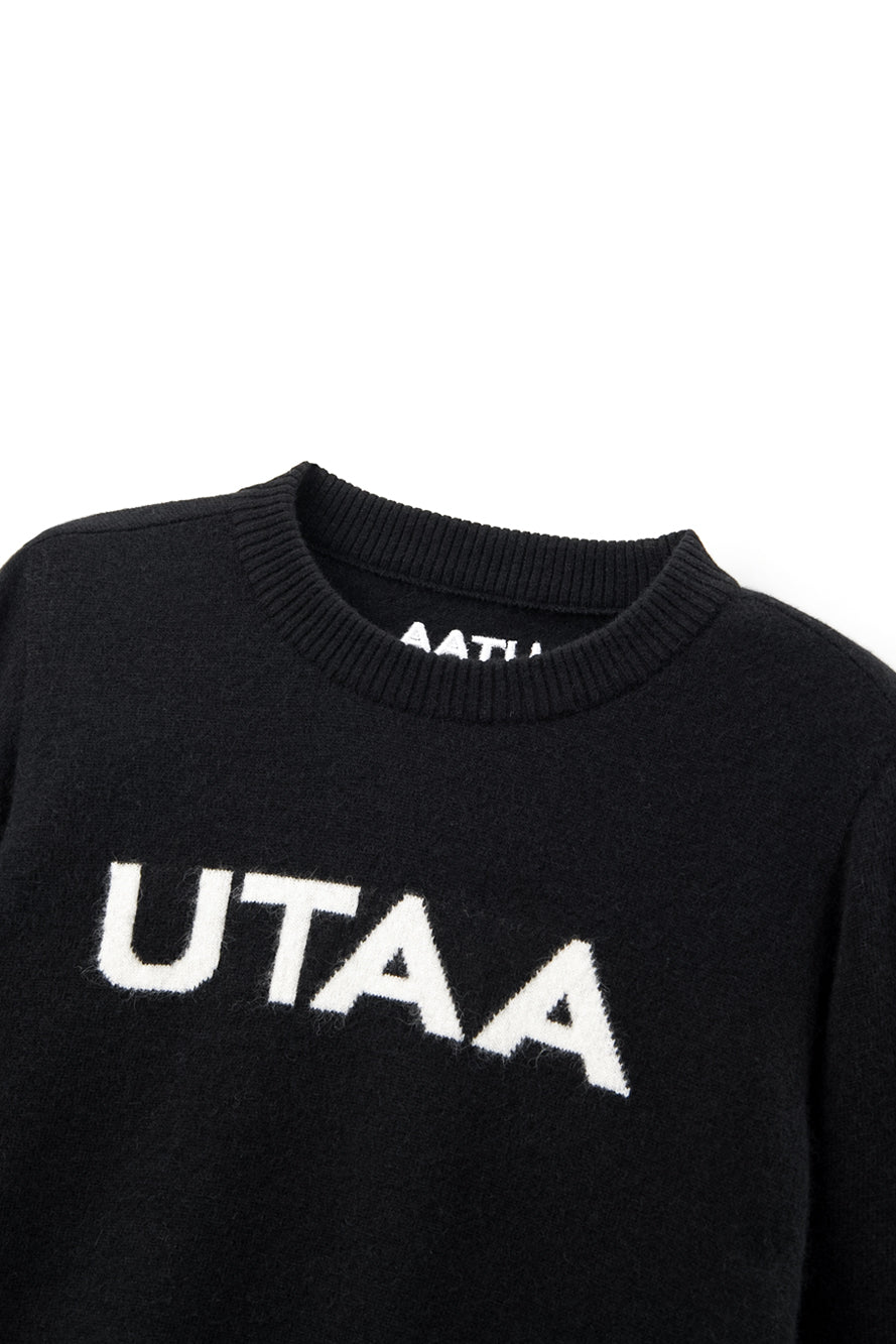 UTAA ロゴスタンプウールブレンドニットプルオーバー ブラック : Men's