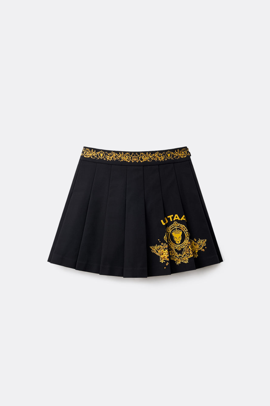 UTAA フィーストゴールデンエンブレムプリーツスカート ブラック : Women's